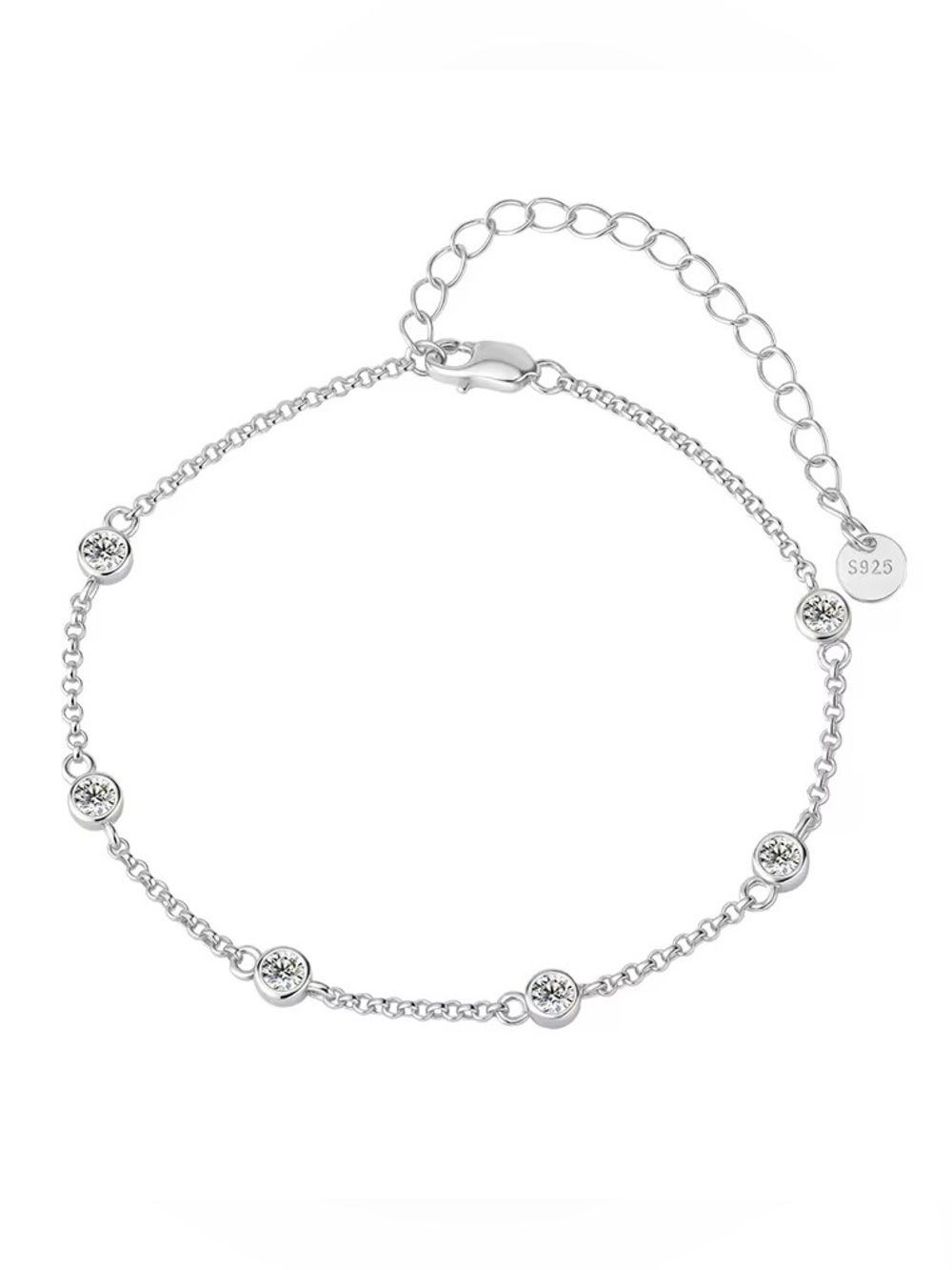 925 S. Silver 1CT Moissanite Diamond Bracelet Dainty look |Minimalist| Bezel